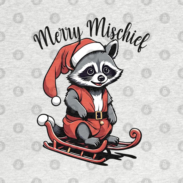 Merry Mischief - Xmas Raccoon in Sled by WolfMerrik